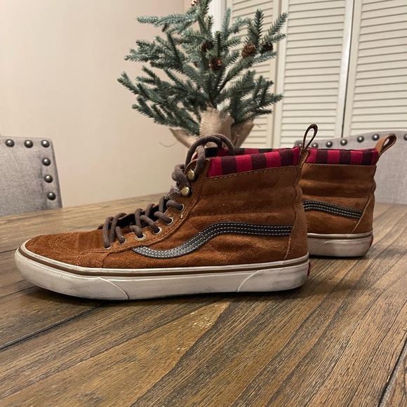 VANS Sk8 Scotchgard Womens 7 Mens 5.5 High Top 721454 Brown Flannel Lined Shoe - Picture 1 of 9